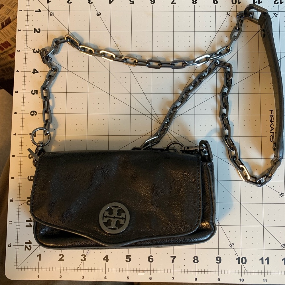 Tory Burch Black Leather Chain Crossbody
